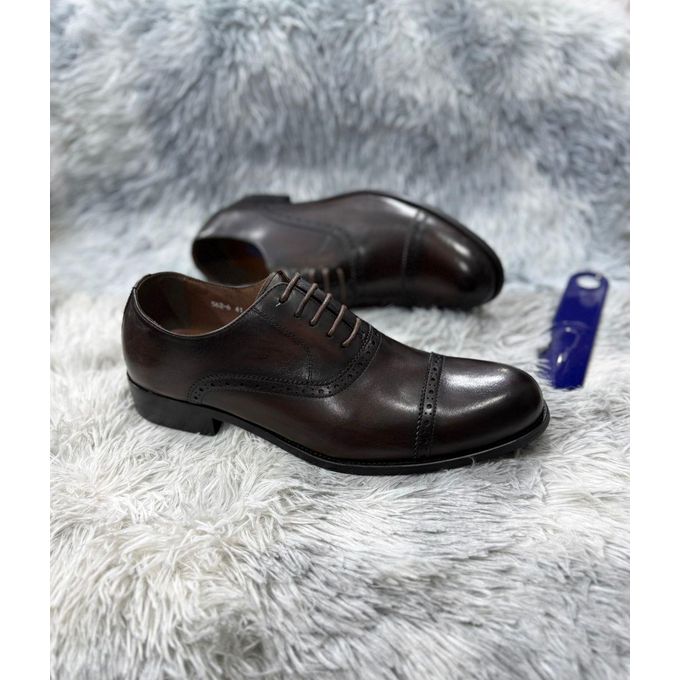 Franco Banetti Classic Cap-Toe Quarter Brogue Oxford Dress Shoe