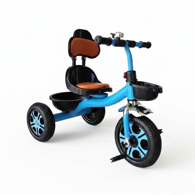Kids Deluxe Tricycle with Backrest & Storage Basket