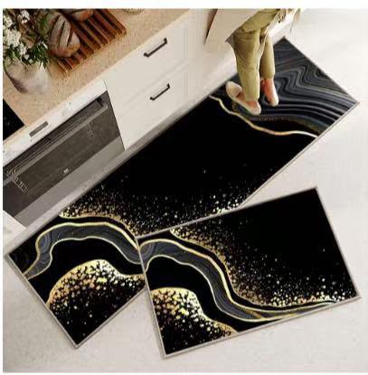 2-piece abstract non slip kitchen runner mat set