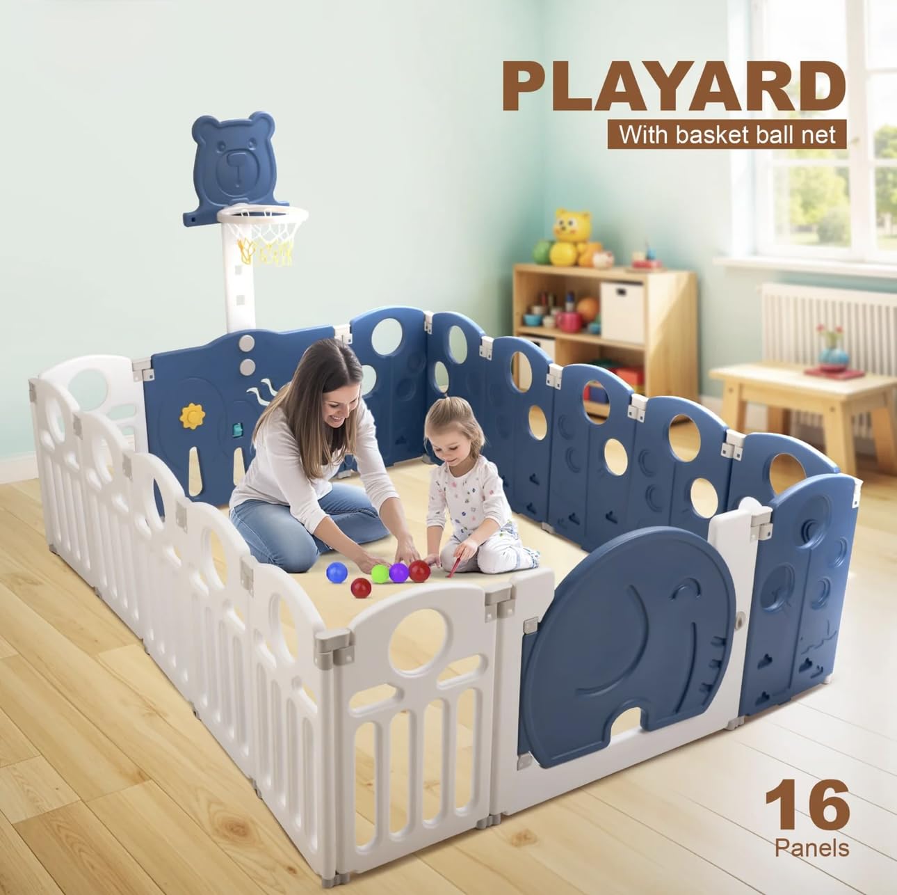 Foldable plastic baby playpen and activity center