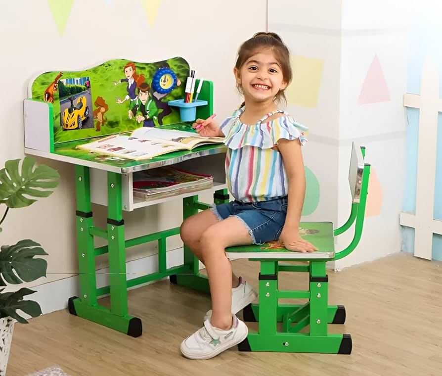 Cartoon themed Adjustable kids' desk set