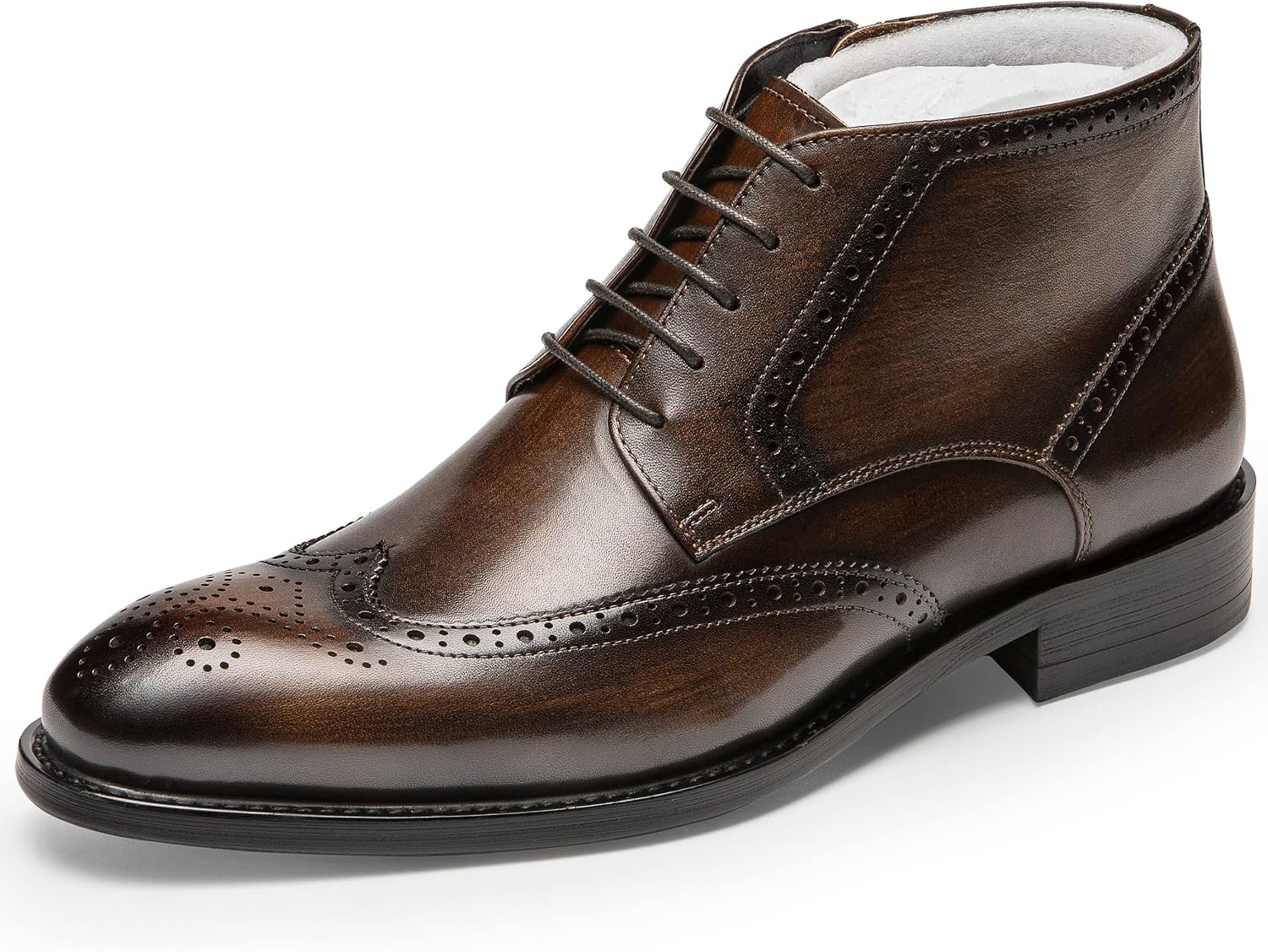 Dark brown leather lace-up brogue ankle boots