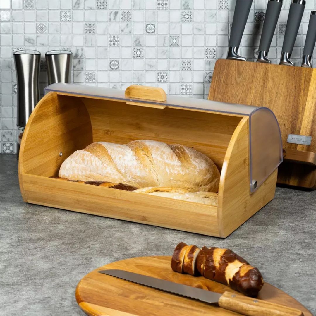 Wooden aesthetic bread bin