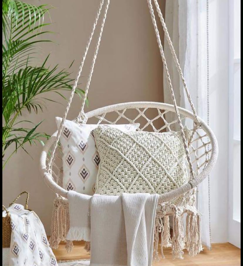Macrame hanging swing chair