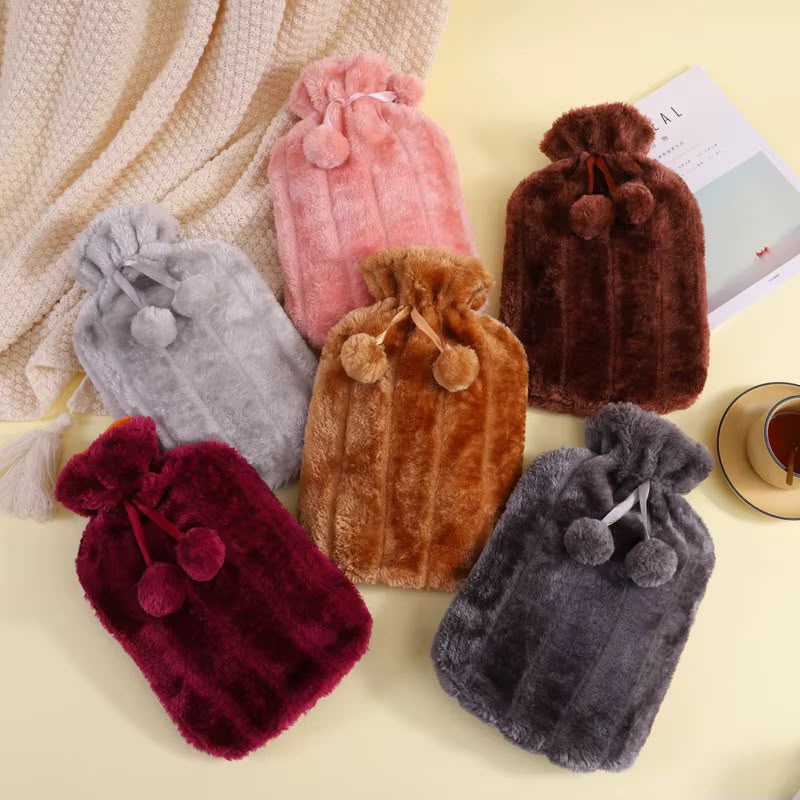2L large faux fur hot water bottles