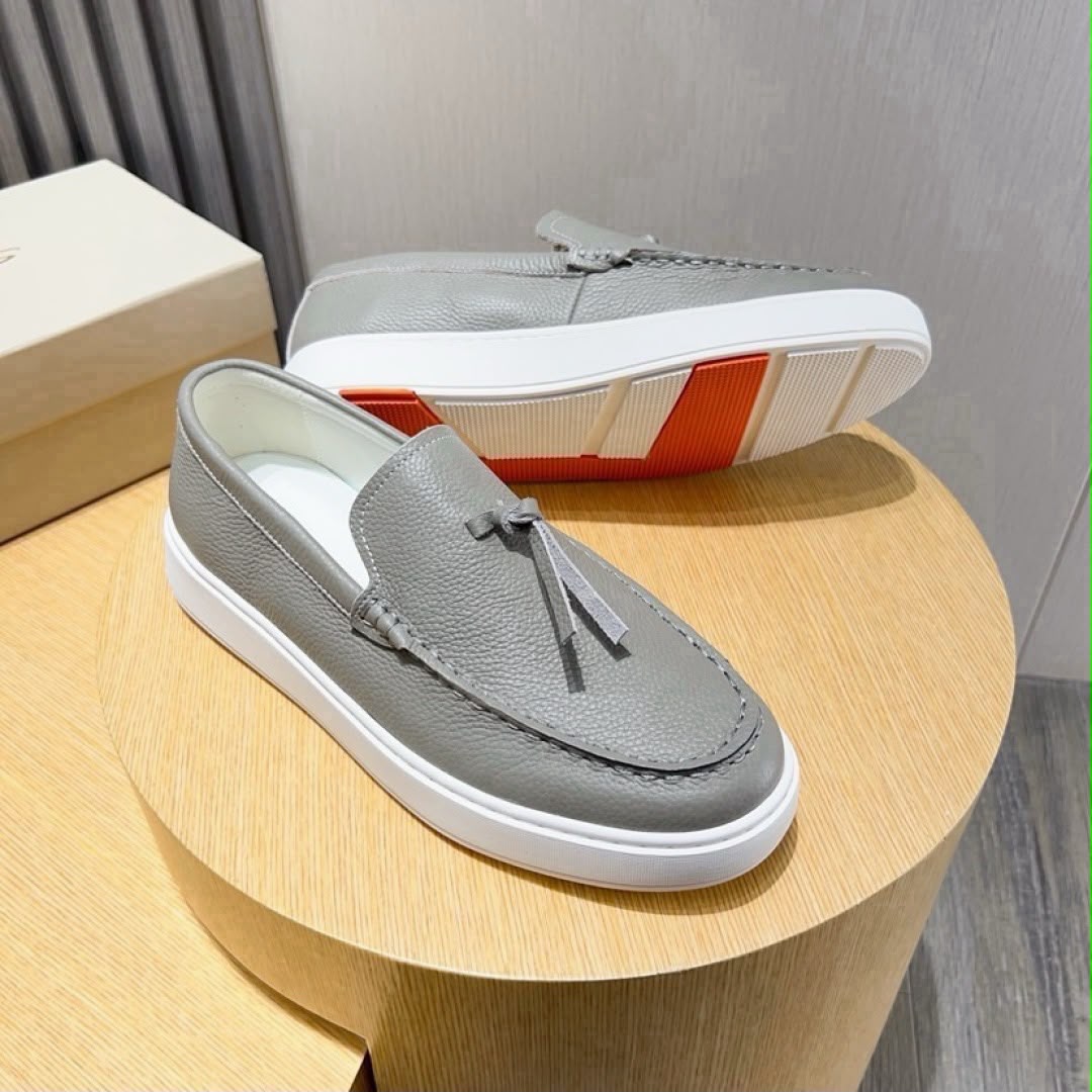 Santoni men's casual pebbled leather loafers
