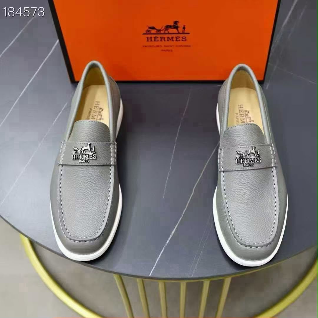 Hermès grained leather loafer sneakers.