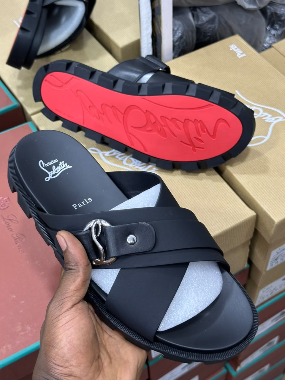 Christian Louboutin Emircross Leather Sandals