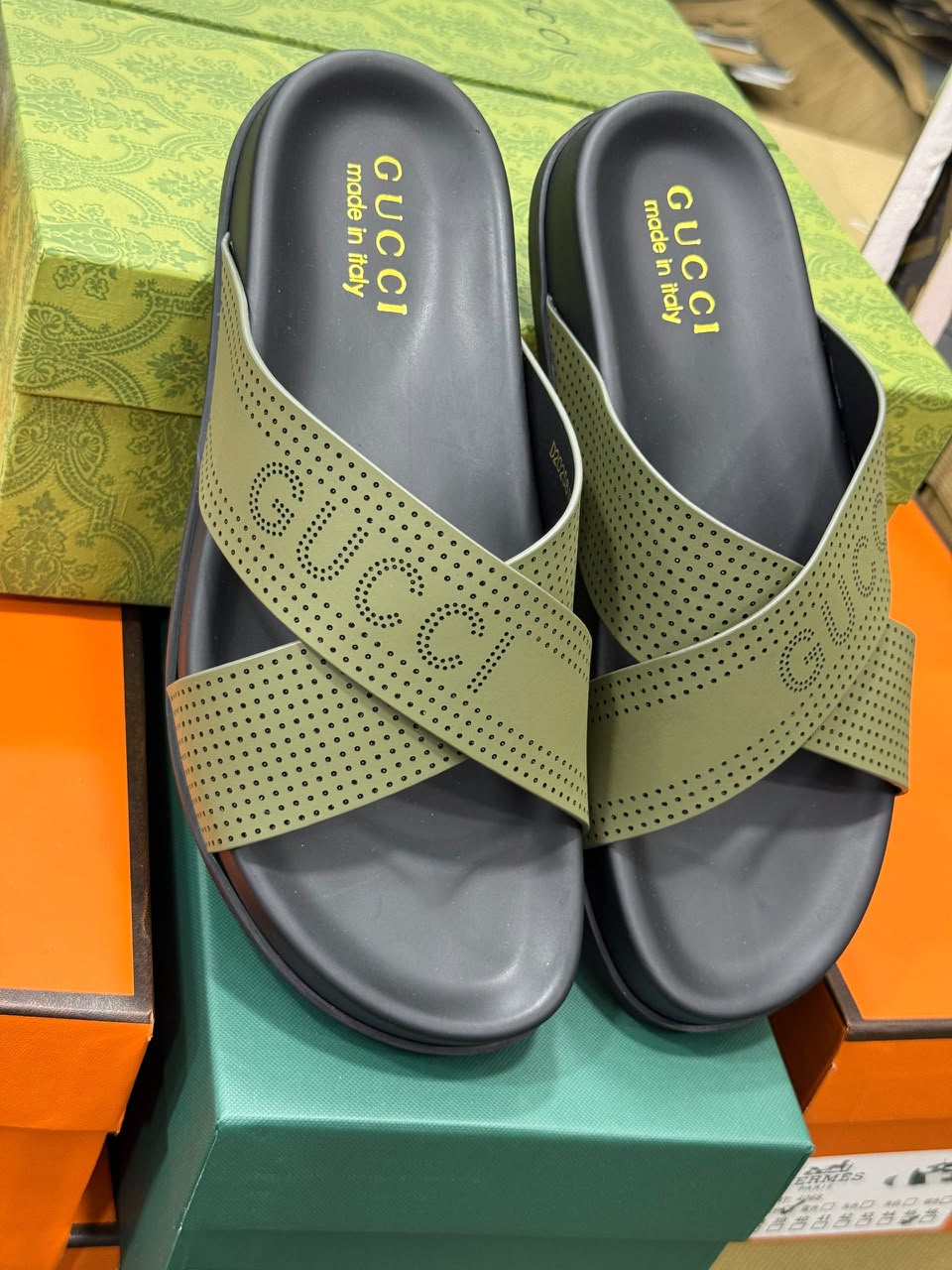 Gucci Men's Crisscross Slide Sandals