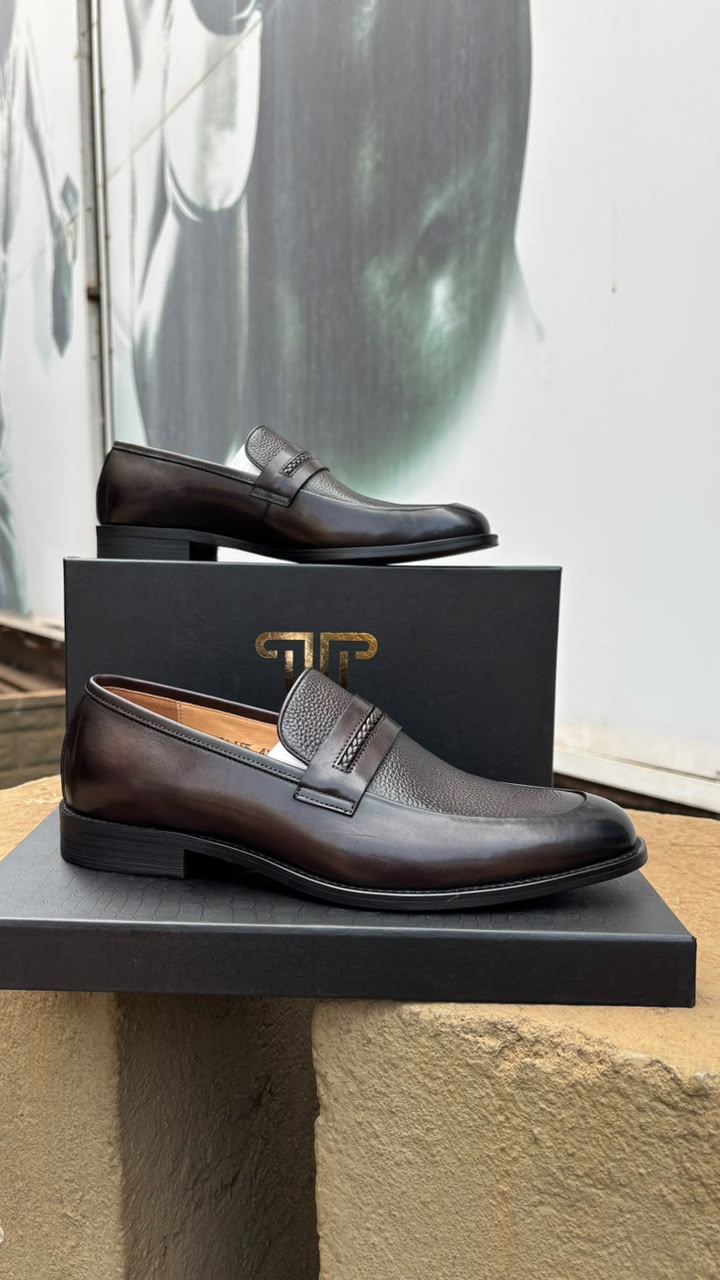 Stylish leather slip-on penny loafers