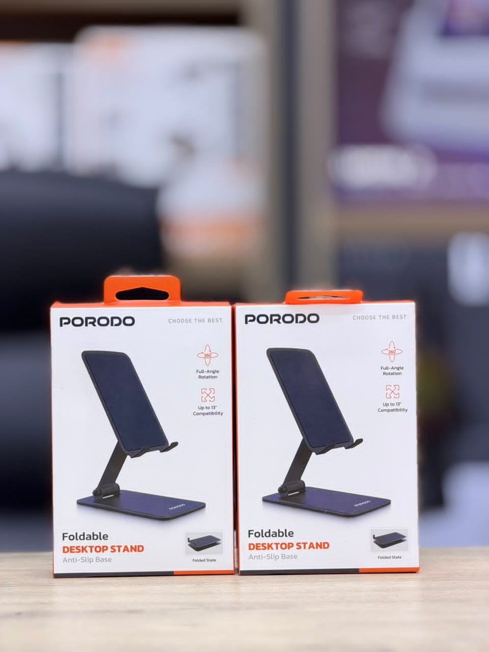 Porodo Foldable Desktop Phone Stand with Anti-Slip base