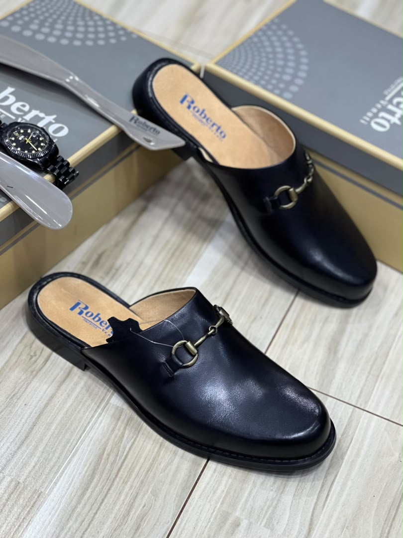 R.Venuti leather slip-on mule shoes