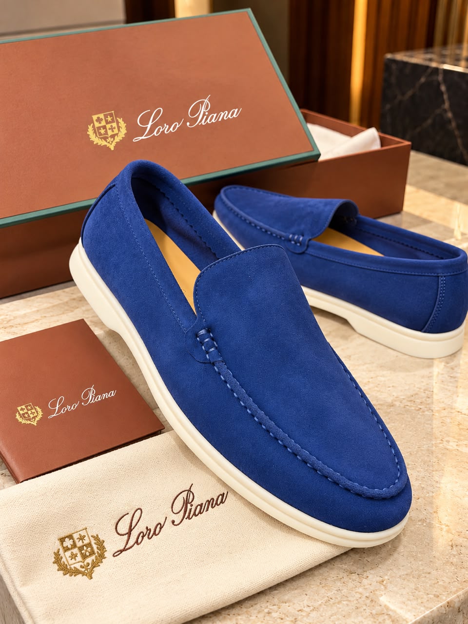 Loro-piana suede slip-on loafers