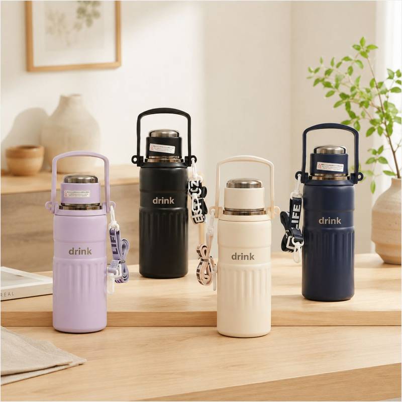 large-capacity, double-walled stainless steel vacuum insulation bottles