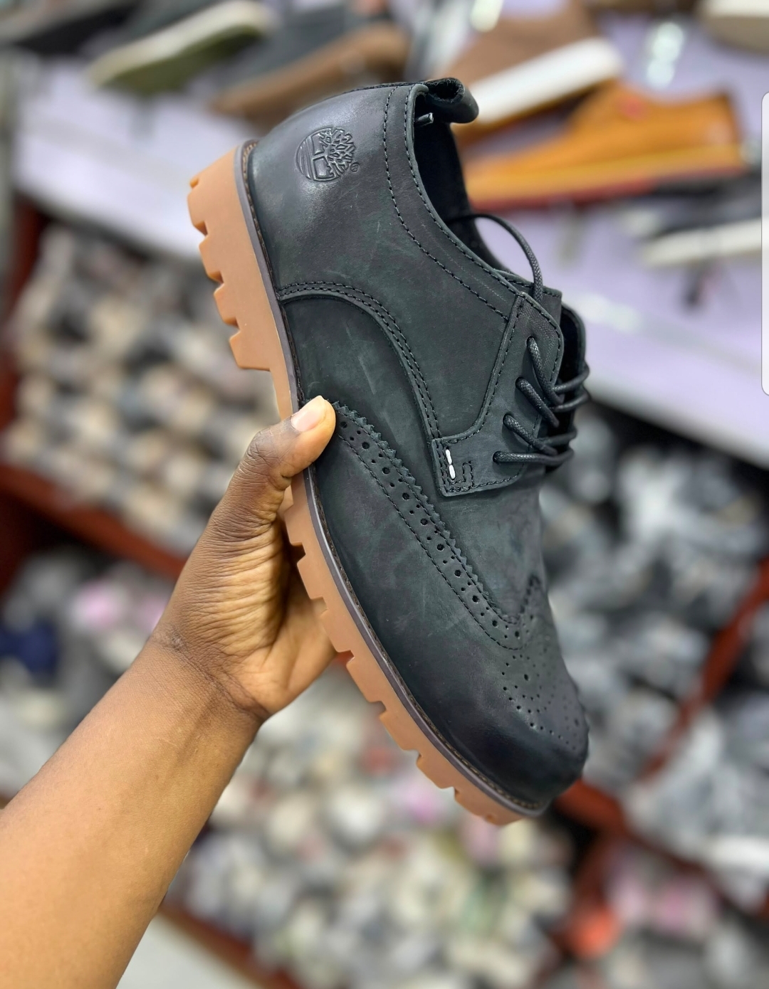 Black Timberland Classic Brogue Lace-Up Leather Shoes